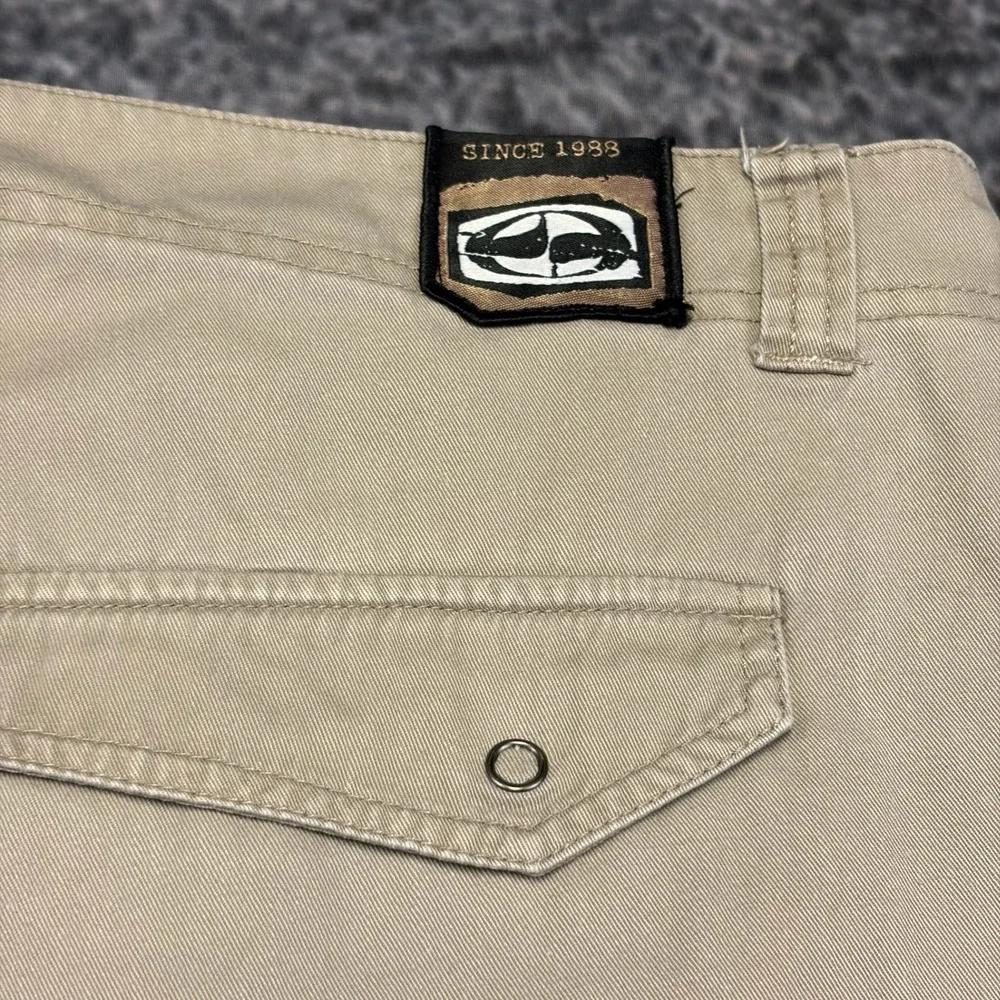 Vintage Y2K Split Shorts Flat Front Chino Mens 36 Tan Baggy Skater BMX Grunge